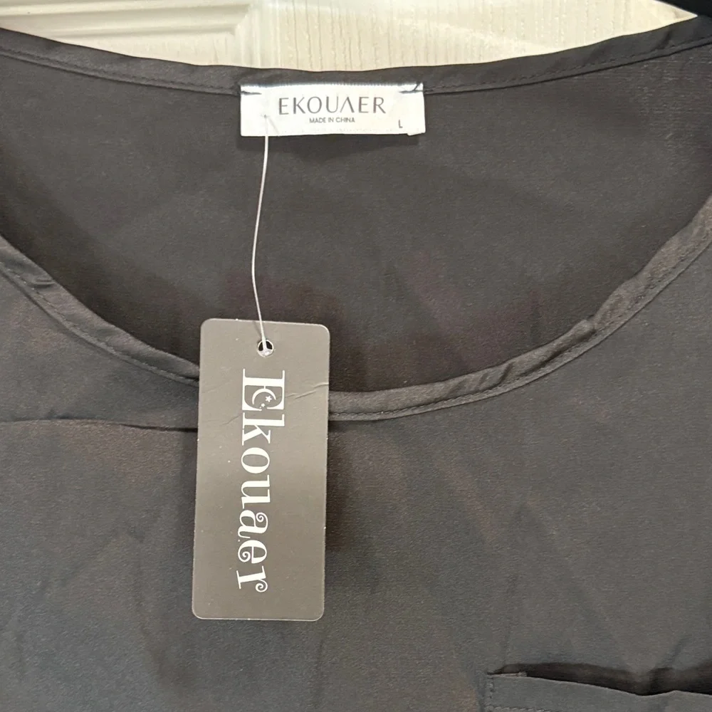 Ekouaer Black Satin Pajama Set - Picture 5 of 11